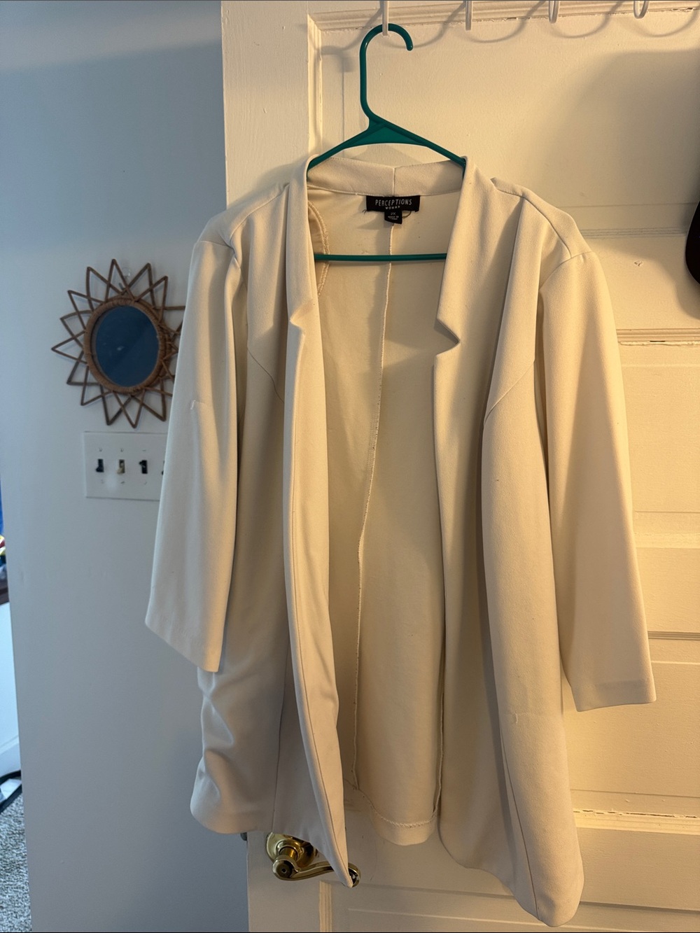 Perceptions Cream Open-Front Draped Blazer Jacket